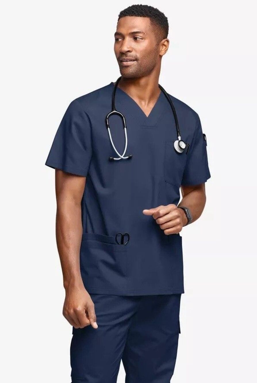 UA Uniform Advantage Butter-Soft Stretch Men's size M 6-Pocket V-Neck Scrub Top